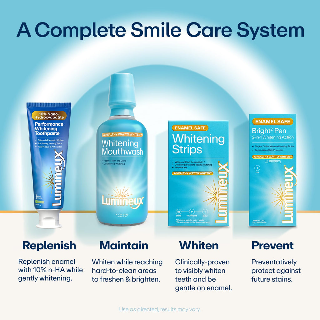 Lumineux Teeth Whitening Strips, Peroxide Free, 21 Treatments (3 Months)