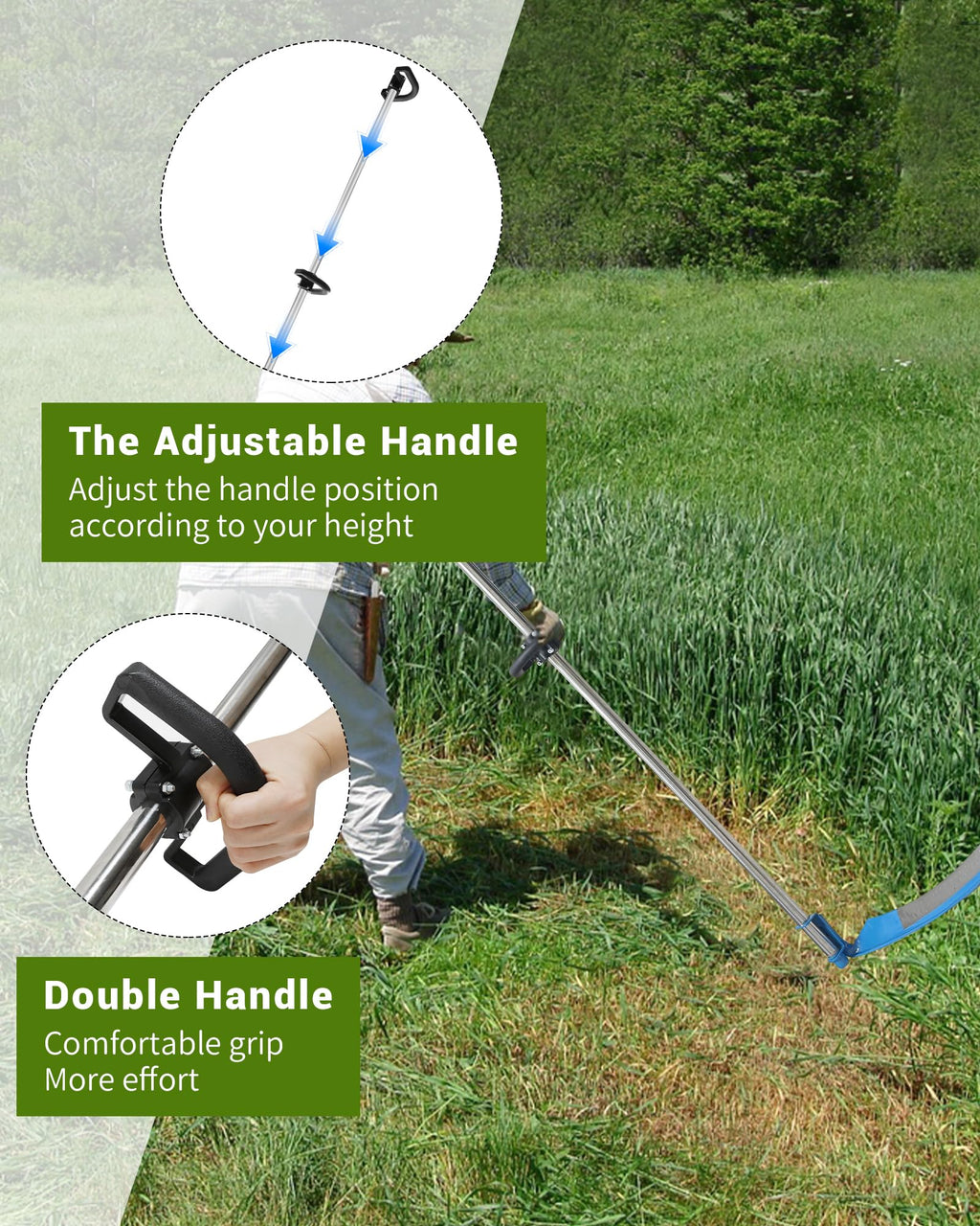 CGENWDCH 27" Scythe for Grass Cutting with 27" Steel Blade & 62" Handle