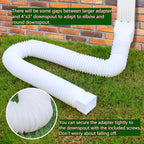 2 Pack Rain Gutter Downspout Extensions, Upgraded Flexible Drain Down Spout Extender for Rain Water Drainage, Each Extendable from 20" to 66", Combine to 10 ft with Connector(White)