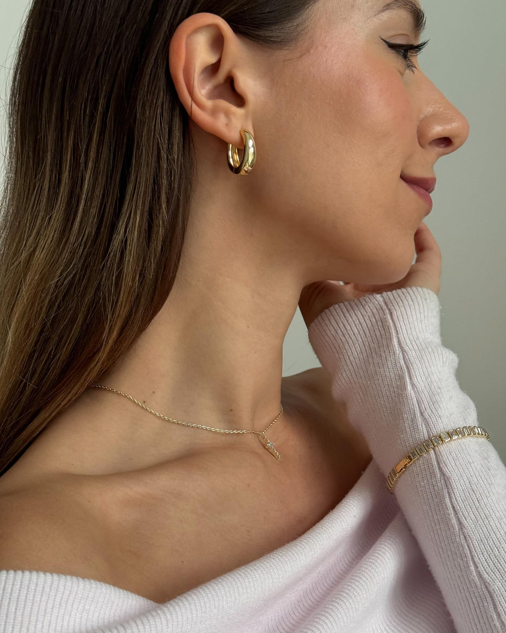 PAVOI Chunky Thick Small Hoop Earring Set, 925 Silver, Two Tone Gold