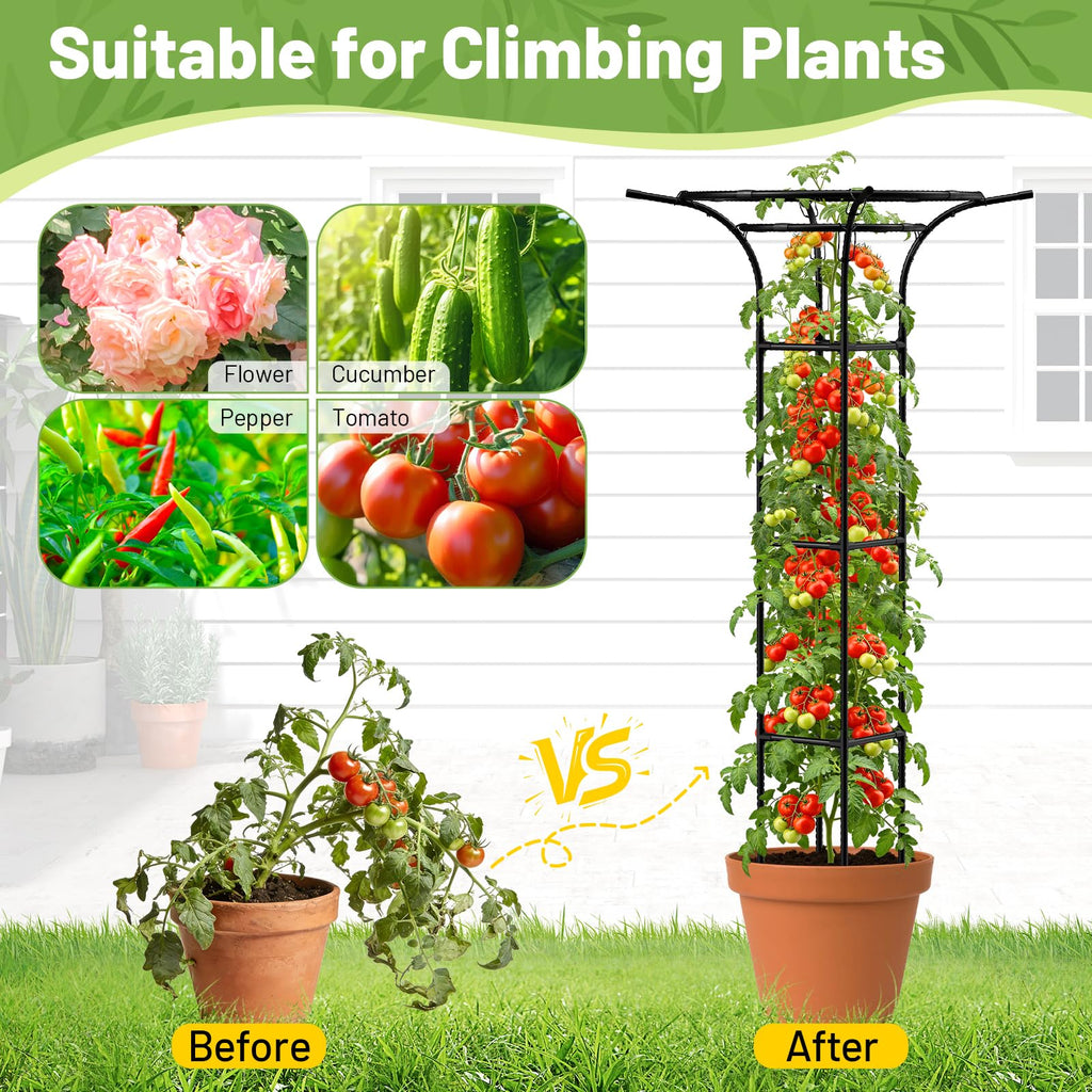 2pcs Garden Trellis for Climbing Plants Outdoor, 65 Inch Mushroom Top Trellis for Climbing Plants, Plant Trellis Support for Potted Plants Climbing Vine Rose Clematis Vegetable Trellis