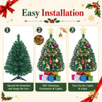 Small Mini Christmas Tree with Lights, 2 Ft Little Table Top Christmas Tree