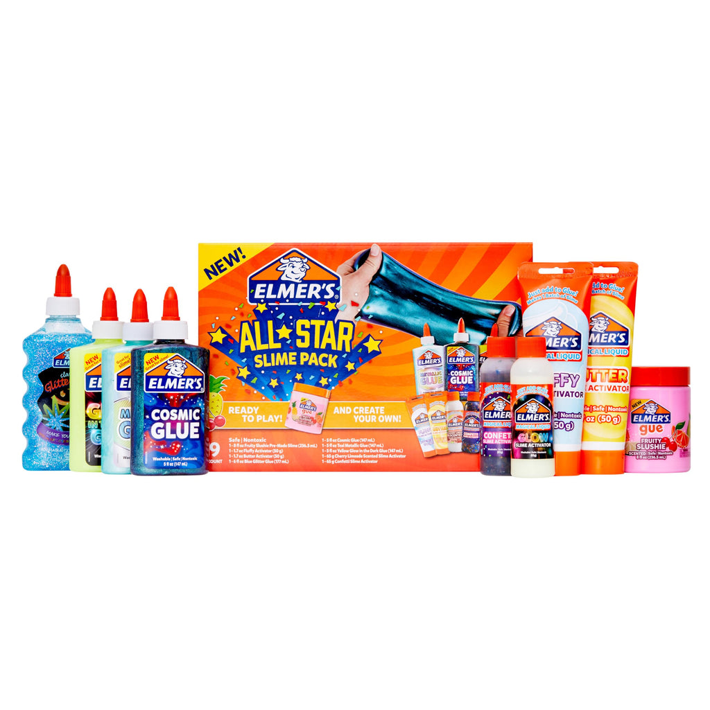 Elmer’s All-Star Slime Kit, Includes Liquid Glue Activator and Premade Slime, 9 Count - Perfect for Birthday Parties, Gift Idea, Kids Activity