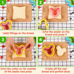 30Pcs Sandwich Cutter and Sealer for Kids Fruit Cutters Shapes Food Picks Crustless Sandwich Shape Cutters Decruster Sandwich Maker DIY Cookie Cutter Boys Girls School Bento Box