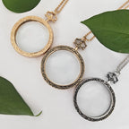 YYHSND 10X Magnifying Glass Necklace Magnifier Necklace Pendant Optical Magnifier with Chain Necklace for Library, Reading, Zooming and Jewelry (Pure Gold)