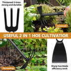 Garden Hoe Tool, 2-in-1 Heavy Duty Dual-Head Weeding Tool, 45" Adjustable Long Handle Cultivator for Weeding, Tilling, Lawn Yard Flower Bed Gardening Tool
