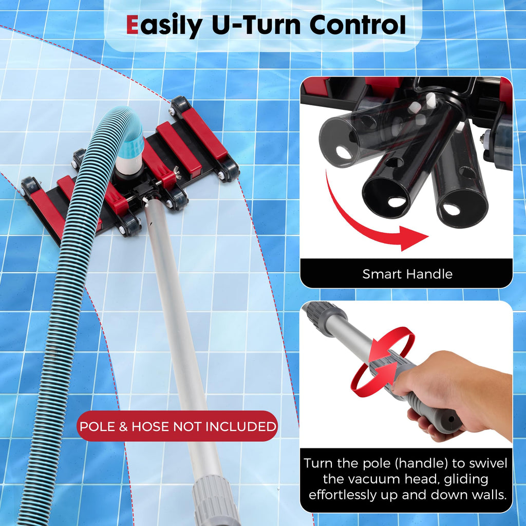 Sepetrel Commercial Grade Pool Vacuum Head with Wheels,19" Extra-Wide & Weighted Flexible Heavy-Duty Vac Cleaner for Effortless, Deep Cleaning