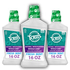 Tom's Of Maine Whole Care Natural Fluoride Mouthwash, Fresh Mint, 16 Oz (Pack of 3) (Packaging May Vary)