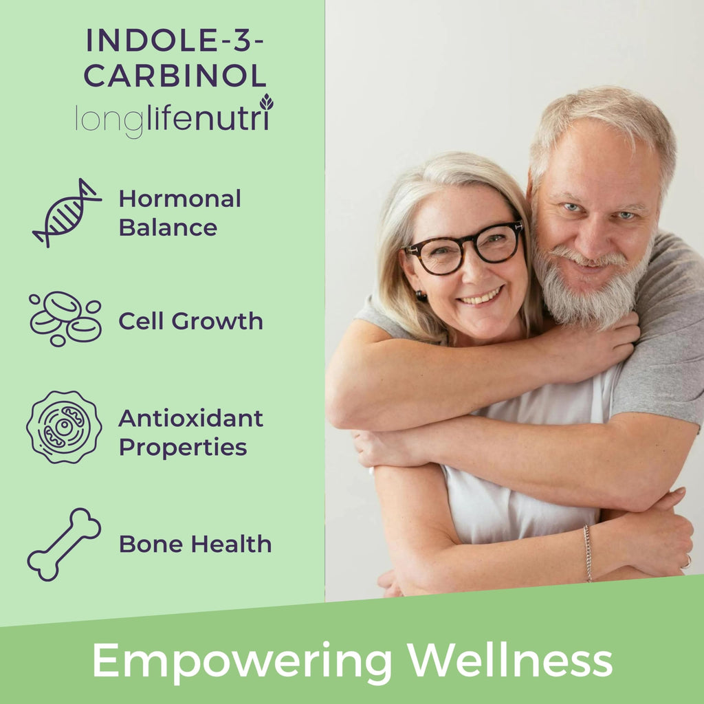 LongLifeNutri Indole-3-Carbinol 400mg - 120 Vegeterian Capsules, 4-Month Supply, Organic Supplement for Hormone Balance & Cellular Health, Lab Tested, Made in USA