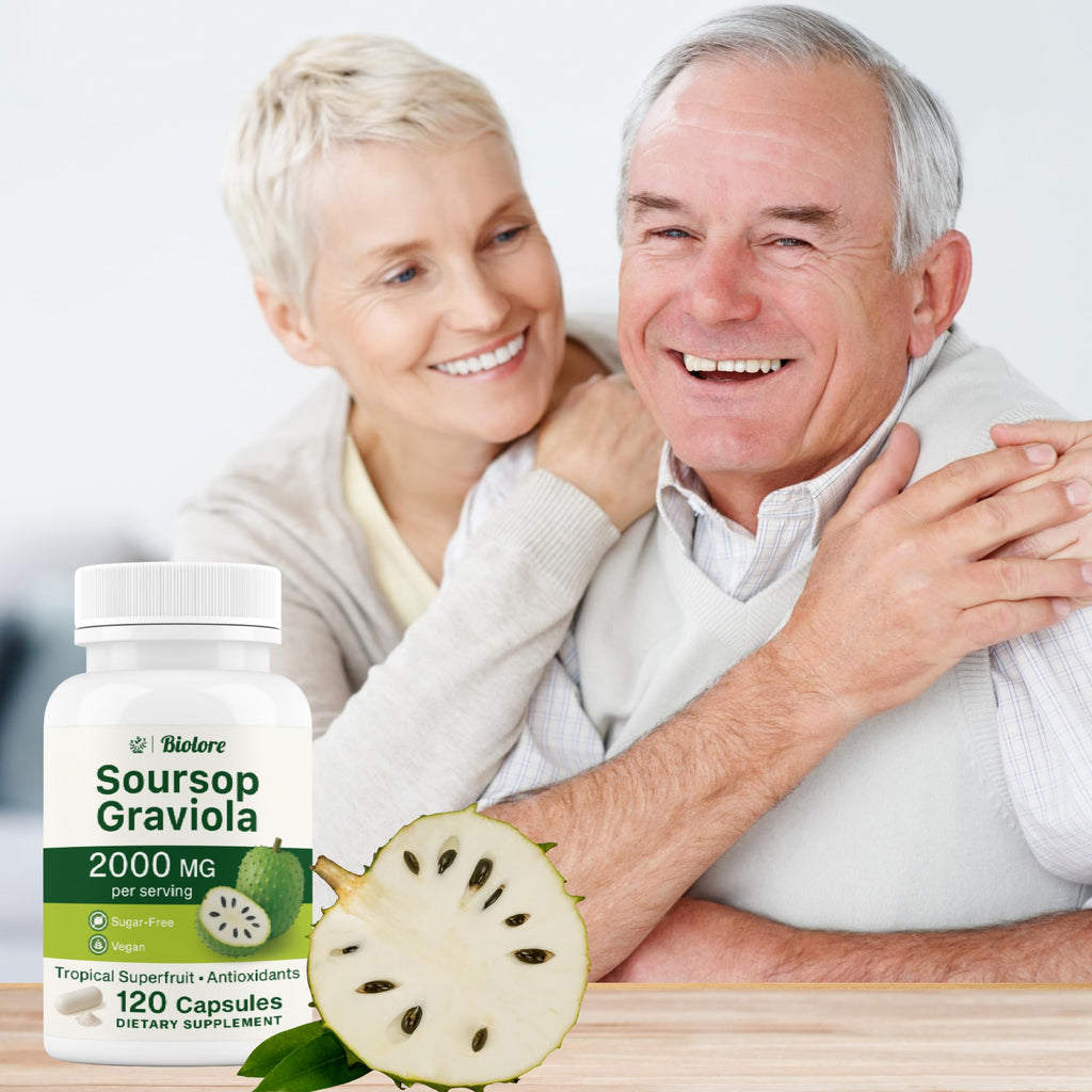 Biolore Pure Soursop Graviola Capsules - 120 Count Vegan Soursop Capsules - Gluten Free Leaf Extract for Overall Wellness and Body Support with Antioxidants