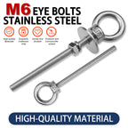 ZYUAROM 12 Pack M6 Stainless Steel Eye Bolts with Nuts, 1/4" x 3" Eye Bolts