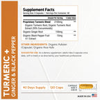 Turmeric Supplement Extra Strength 2265mg - Turmeric Curcumin Supplement w/BioPerine Black Pepper - Tumeric and Ginger Supplements, 95% Curcuminoids, Supports Immune & Joint Health, 120 Caps