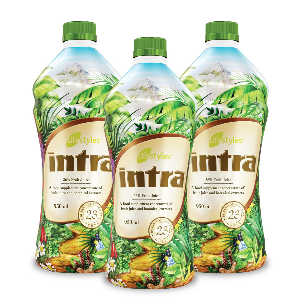 Intra Lifestyles Herbal Juice Drink – Botanical Beverage for Immune and Energy Support – 23 Botanical Extracts – Made in Canada Trio Pack (950 mL /32 fl oz each)