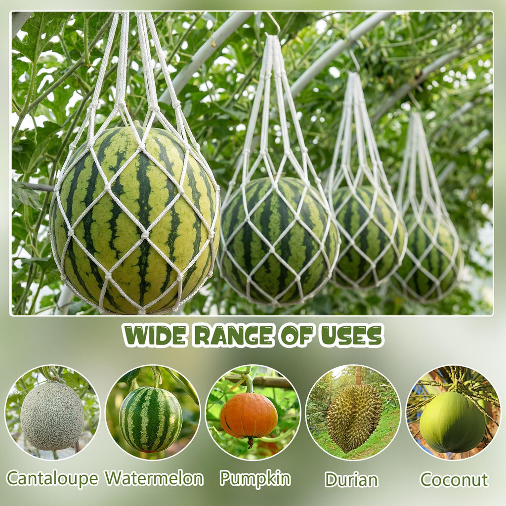 SATINIOR 24 Set Melon Hammocks Cradles with S Hanging Hooks Heavy Duty Hammock Cradles Holder, Reusable Hanging Bags Fruit Slings Mesh Fruit Holder for Honeydew Melon, Squash, Cantaloupe