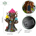 BLBYHO Solar Fairy House 11.8” Tall Fairy Garden House for Outside, Large Fairy Garden Treehouse Accessories Outdoor, Gnome House Garden Statue Fairy Tree House, for Home, Yard, Balcony Decor