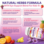 Saffron Gummies Kids & Adults, Mixed Fruit Flavor Sugar Free, Saffron Magnesium Supplements with 88.5mg Saffron Extract, B6, D3, Lutein, Omega-3, Brain, Focus, Calm & Vision Support, Vegan, 60 Counts