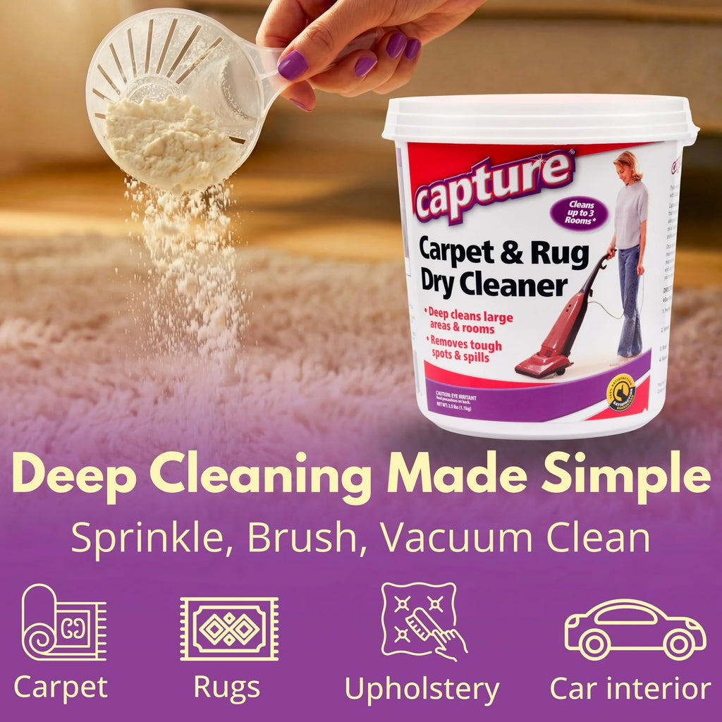 Capture Carpet & Rug Dry Cleaner: Carpet Deodorizer & Freshener Powder - Pet Odor Eliminator - Spot & Stain Remover - Fresh Natural Scent - Carpet Cleaner Powder - Dry Rug Powder Cleaner (2.5 lb)