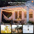 addlon 200FT Outdoor String Lights LED with Remote Dimmable Patio Lights Waterproof Shatterproof Edison Bulb for Outside Backyard Porch Garden Bistro Pergola Party Decor, Warm Ambience Lighting