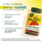 Megafood Iron Energy Gummies, Iron Supplement for Women, Men, Teens & Kids with Vitamin B12 & B6, Vitamins, from The Makers of Blood Builder Supplement, Strawberry Flavor, 60 Count