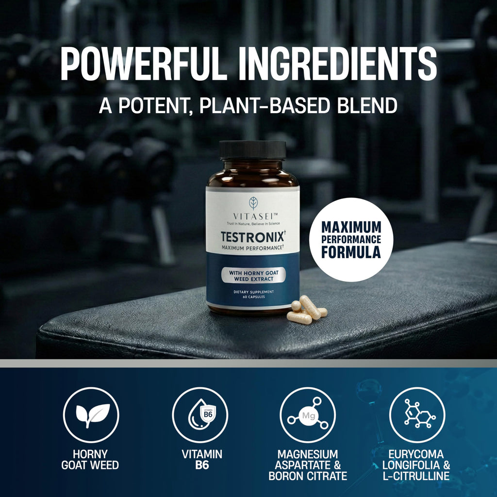 VITASEI Testronix Performance Supplement for Men - Energy and Muscle Supplements for Mens Health - 60 Capsules (Pack of 2)