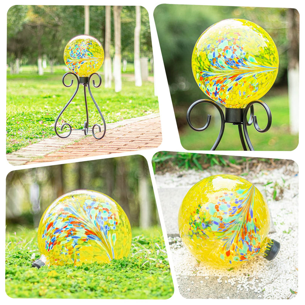 VCUTEKA Gazing Ball, Glass Gazing Balls Garden Globe Decor 10" Yellow