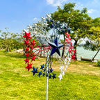 XLSWAIN Patriotic Star Metal Wind Spinner Outdoor, 47.3" H
