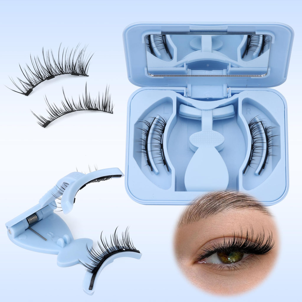 Magnetic Eyelashes Half Lashes Magnetic Eyelashes with Applicator Cat Eye Lashes Natural Look No Glue Needed False Eyelashes Wispy Magnet Lashes with Clamp by Eefofnn