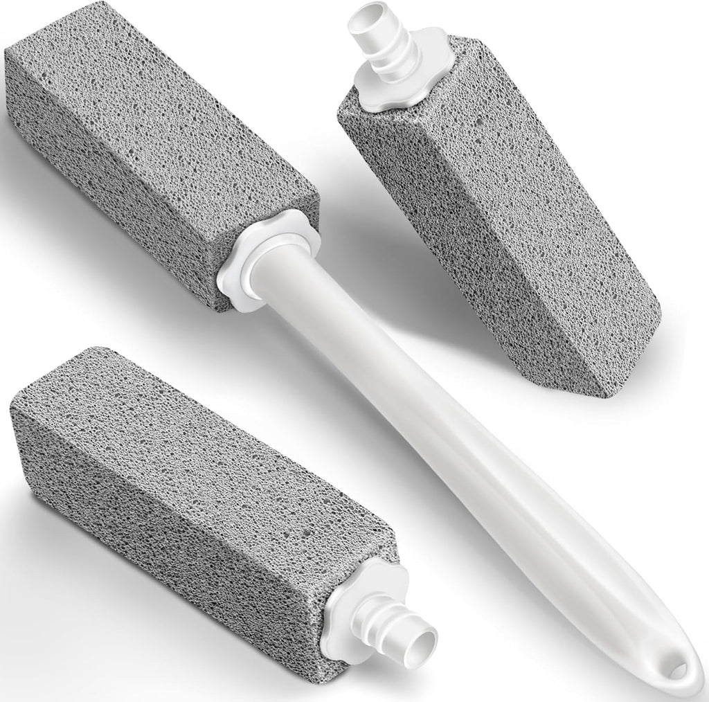 W&E Choice Toilet Pumice Stone 3 Pack, Pumice Stone for Bathtub Cleaning with Extra Long Handle, Toilet Brush for Cleaning Toilets, Bathtubs, Grills, Swimming Pools, Sinks