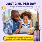Kids Magnesium Liquid Drops-Magnesium Glycinate Liquid for Kids Supplement-w/L-theanine, Omega-3, Vitamin B6, D3 - for Sleep, Relaxation, Brain, Bones - 4 Fl Oz Children's Calm