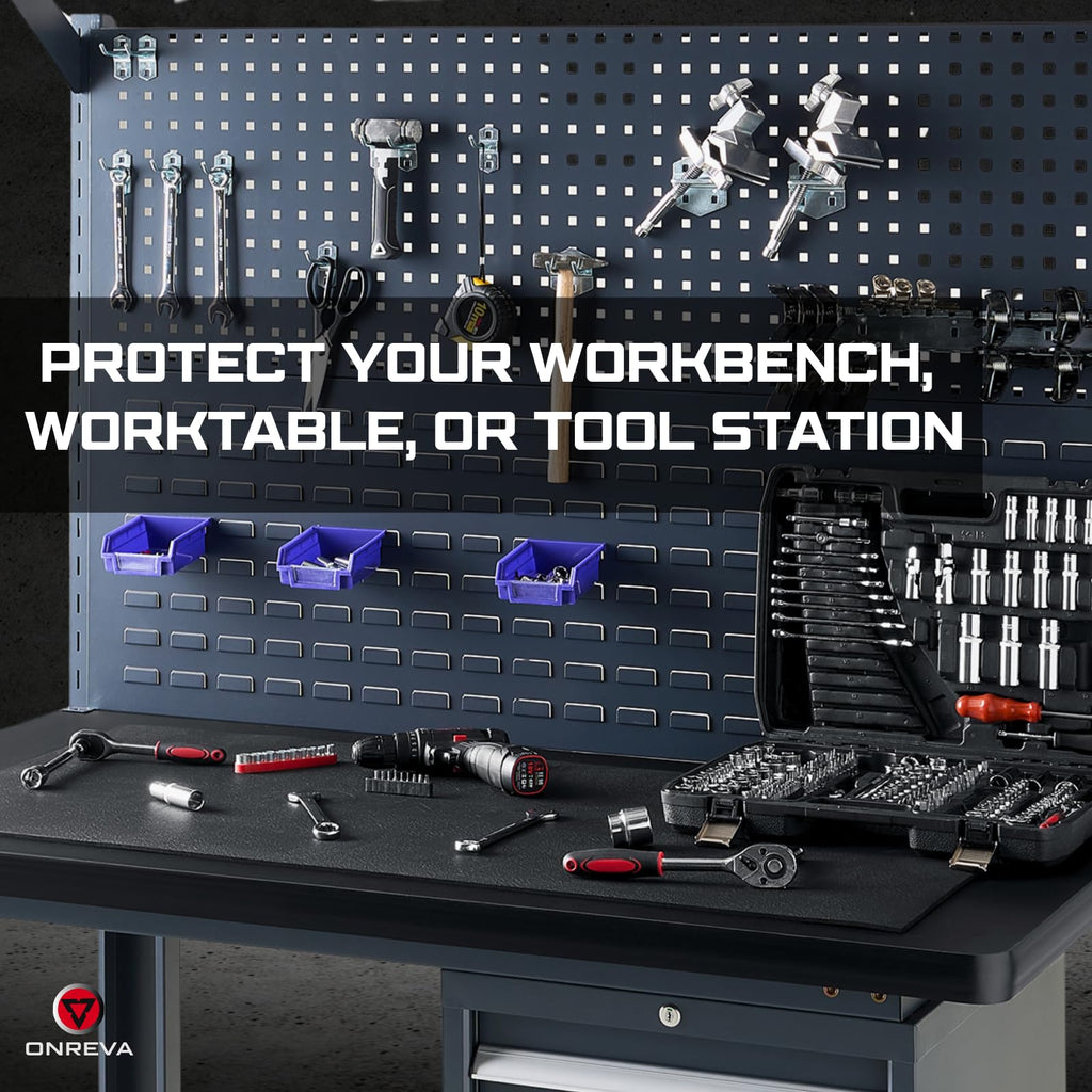 ONREVA Workbench Mat 24X48 Inches, EVA Rubber Work Mat, Protect Your Work Bench Top, Heavy Duty Pad for Tool Box Top, Table, Tool Station, Rolling Cabinet Cart Cover Liner Matt, 48"X24" 5mm Thick