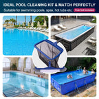 Fine Mesh Pool Net & Brush Head Combo - Sturdy Skimmer with 17.5" Professional Brushes for Pool Wall Cleaning