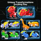 RISUNTOY 6+ Kids 5-in-1 Dinosaur Transforming Robot Toy - Safe, Durable, Easy Assembly | Educational Gift for Boys & Girls - Build & Combine into Mega Robot with Weapon