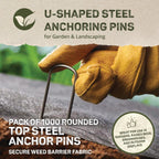 DeWitt 6 Inch U-Shaped Rounded Top Steel Anchor Pins, Garden Staples for Weed Barrier, Mats, Tarps, Garden, & Outdoor Landscaping, 100 Count, Silver