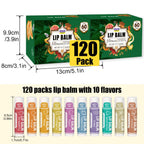 AZEN 120 Pack Lip Balm, Natural Lip Balm Bulk, Lip Care Product, Moisturizing Lip Balms for dry cracked lips, Valentines Gifts Easter Basket Stuffers - 10 Flavors