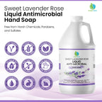 Plainly Earth AntiMicrobial Hand Soap 64 oz - Soft and Gentle Sweet Lavender Rose Antibacterial Hand Wash Soap, Long Lasting Freshness & Safe for Skin - Eco Friendly Bulk Refill Packaging