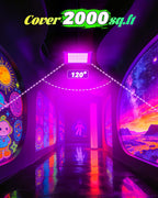 2 Pack 100W Black Light IP66 Waterproof with 6ft Plug+Switch, Outdoor Blacklights Floodlight Lights for Glow in The Dark Party, Halloween, Fluorescent Poster, Birthday, Neon