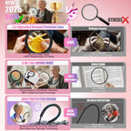 5.0 Upgraded Magnifying Glass Hand Free【12X German Ultra-HD Lens】【Cloud Sponge Neck Protection】 3 Smart Mode Light, All-Purpose Magnifying for Reading, Cross Stitch, Craft Seniors Use (Black)