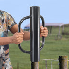Fence Post Driver, 12LBS Fence Post Driver with Handle, 2.7 inch Inner Diameter Hand Post Pounder, Heavy Duty T Post Rammer Driver Tool for Wooden Post U Channel Fence Post Metal Post, Black 17 Inch