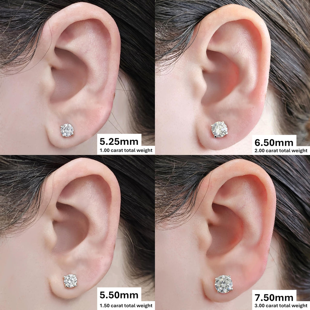 Central Diamond Center 14K Solid Gold Post & Sterling Silver Made with Swarovski 4 Prong CZ Stud Earrings - Platinum Plated - 5.25mm - 1.00cttw