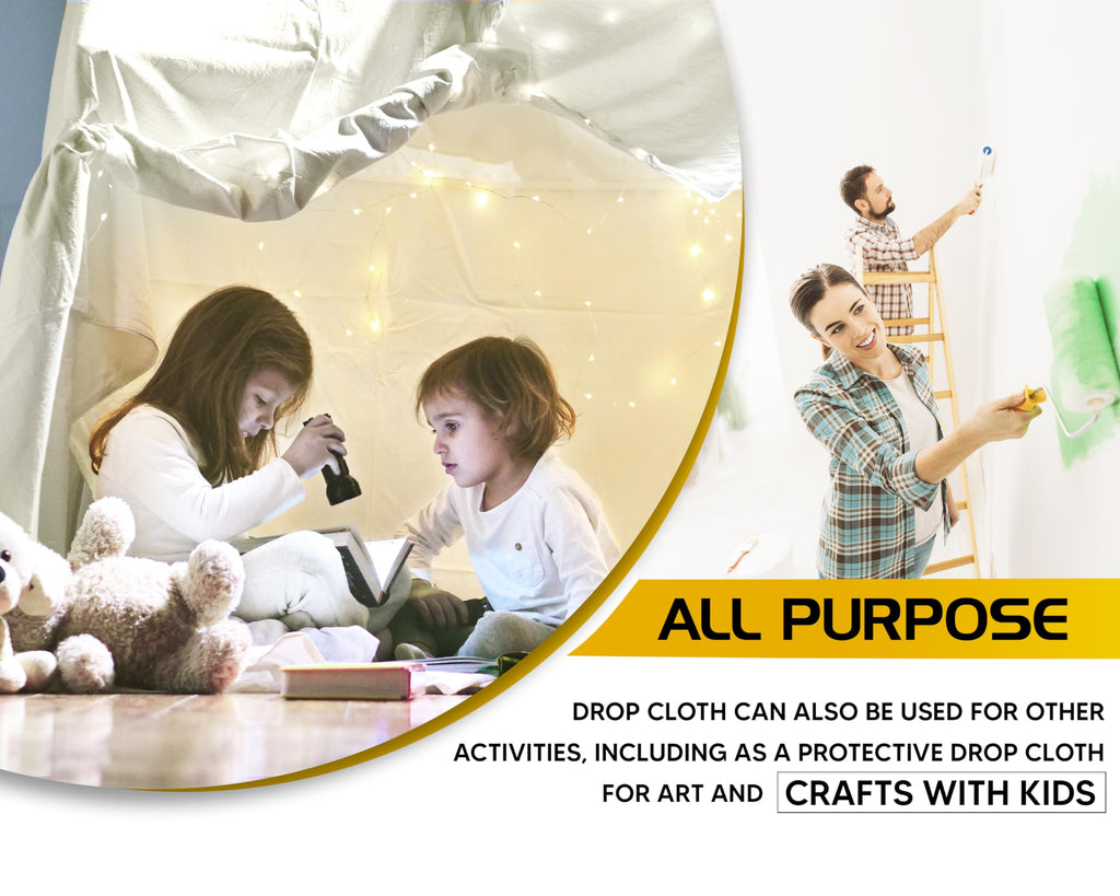 Utopia Drop Cloth (6x9 ft, 2 Pack) Washable and Reusable Drop Cloth for Painting, Furniture & Floor Protection Highly Absorbent Painting Tarp - Canvas Drop Cloth for Outdoor and Indoor Use