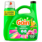 Gain Liquid Laundry Detergent, With Odor Defense, Happy Hibiscus Scent, Laundry Soap For HE Washing Machines, 132 fl oz, 100 Loads (Packaging May Vary)