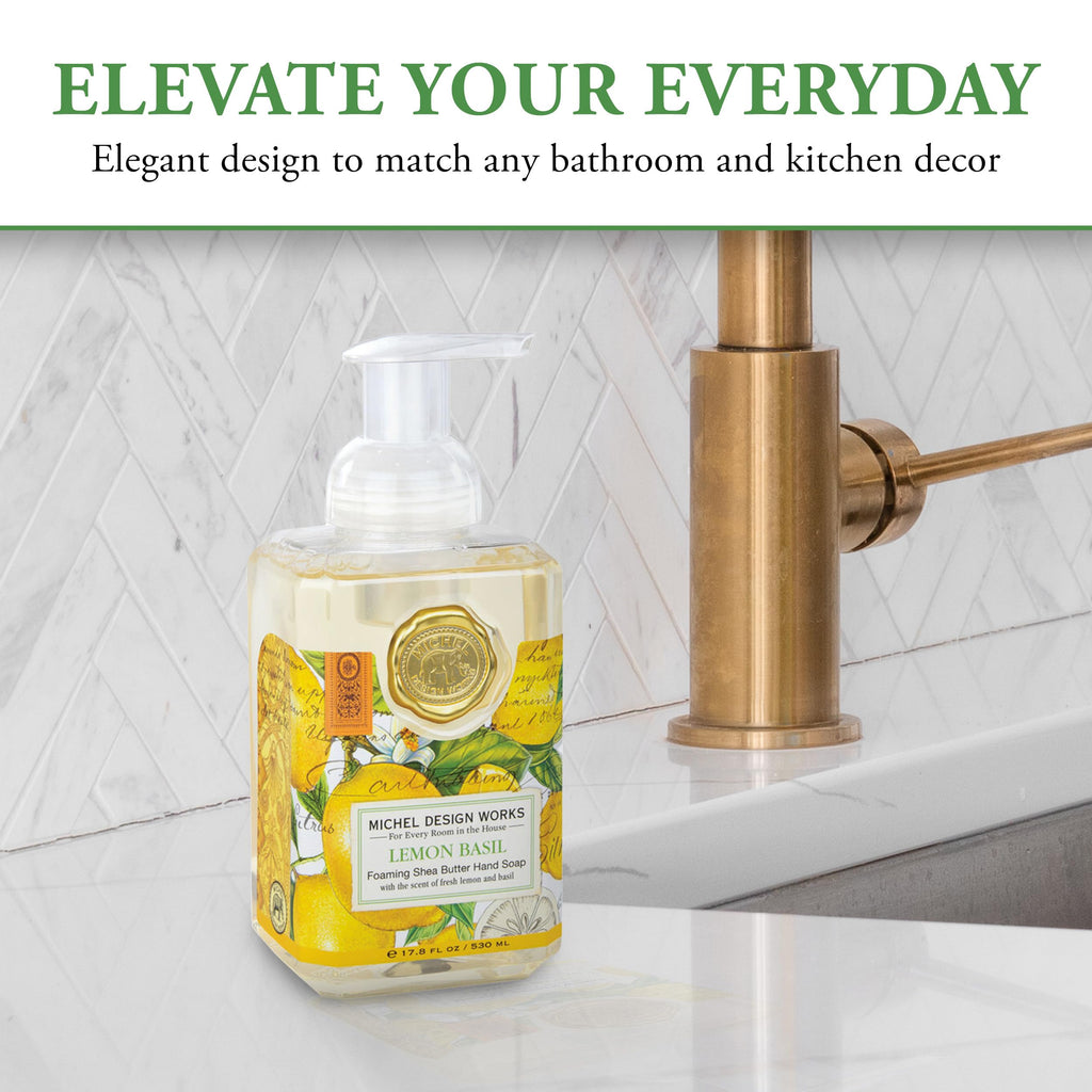 Michel Design Works Foaming Hand Soap, Lemon Basil, 3-Pack, (17.8 fl. oz. each) Foaming Hand Soap