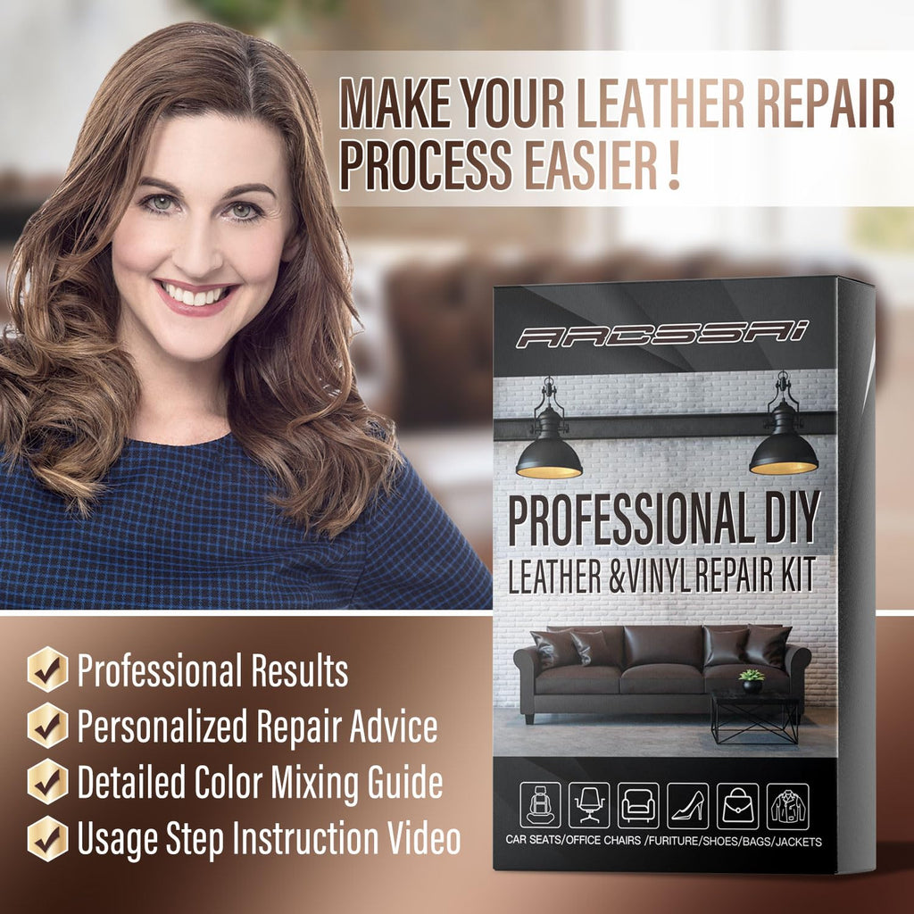 Leather & Vinyl Repair Kit for Furniture, Car Seats & Couches, 10 Colors