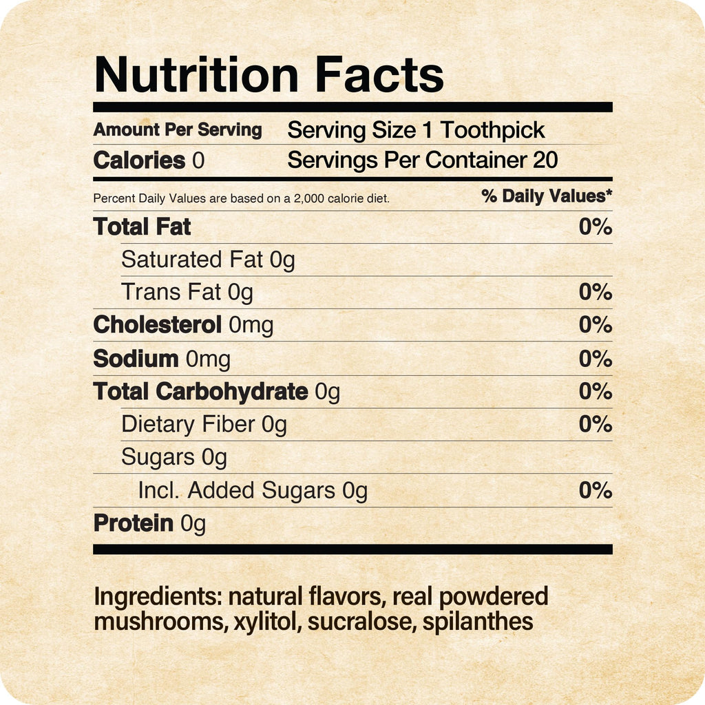 Shroomeaz Flavored Infused Toothpicks (Variety Reishi, Cordyceps, Lions Mane, Turket Tail, Chaga) 5 Pack