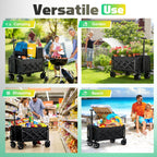 360LBS Collapsible Wagon Cart Foldable Heavy Duty, Shopping Cart with Brake
