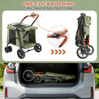AOPEC Medium Dog Stroller, Dual Entry One-Touch Folding,Small and Medium Pet Stroller,360° Rotating Front Wheels,80 lbs Weight Capacity for Outdoor Travel and Elderly Dogs - Green