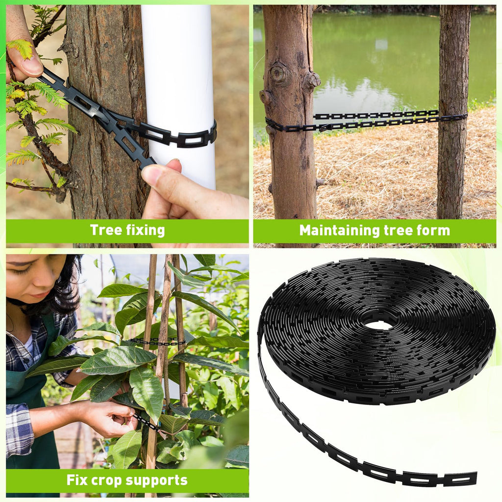 50 FT Chain Lock Tree Ties, 0.5Inch Outdoor Plant Strap for Staking