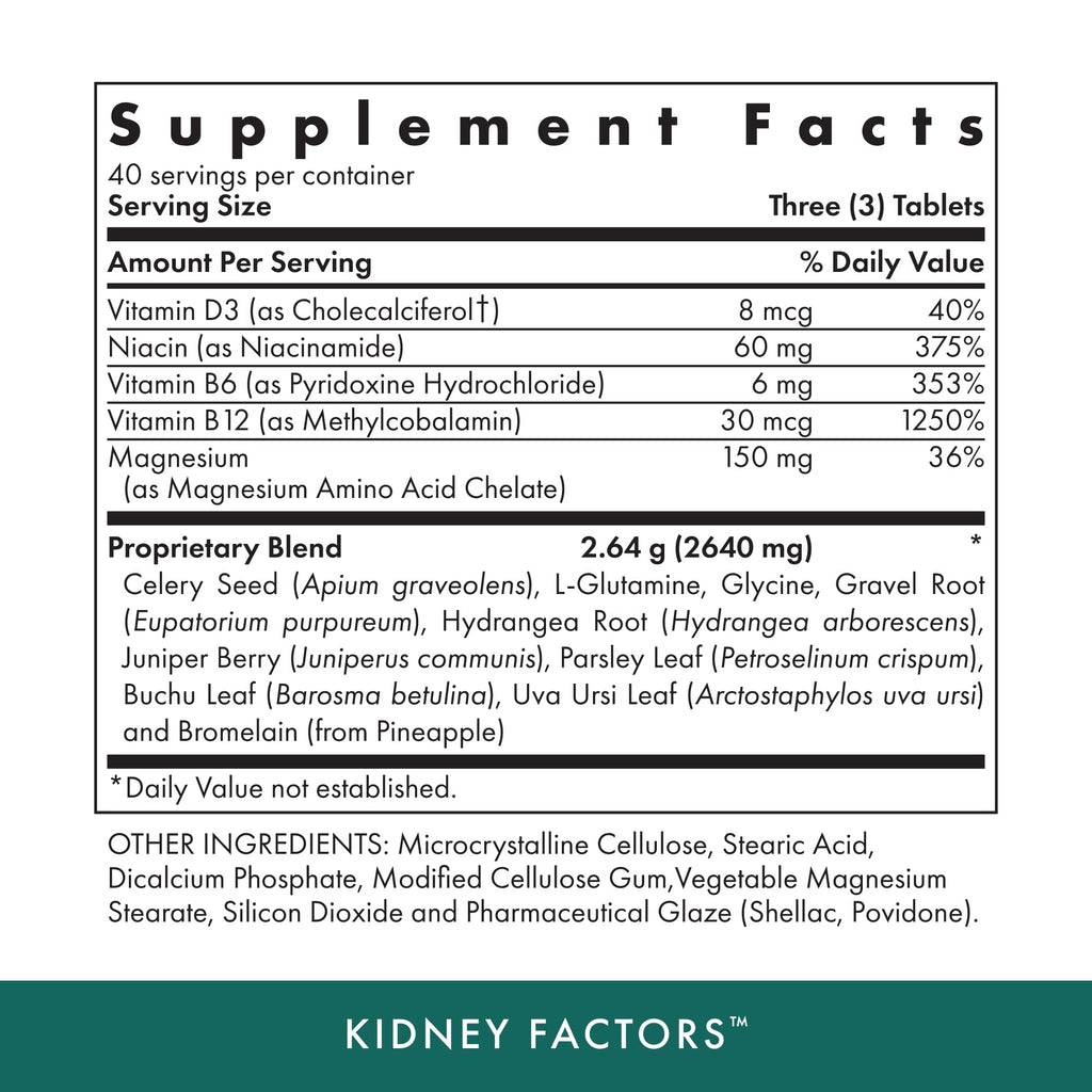 Michael's Health Naturopathic Programs Kidney Factors - 120 Vegetarian Tablets - Nutrients for Kidney Function - Gluten Free, Kosher - 40 Servings