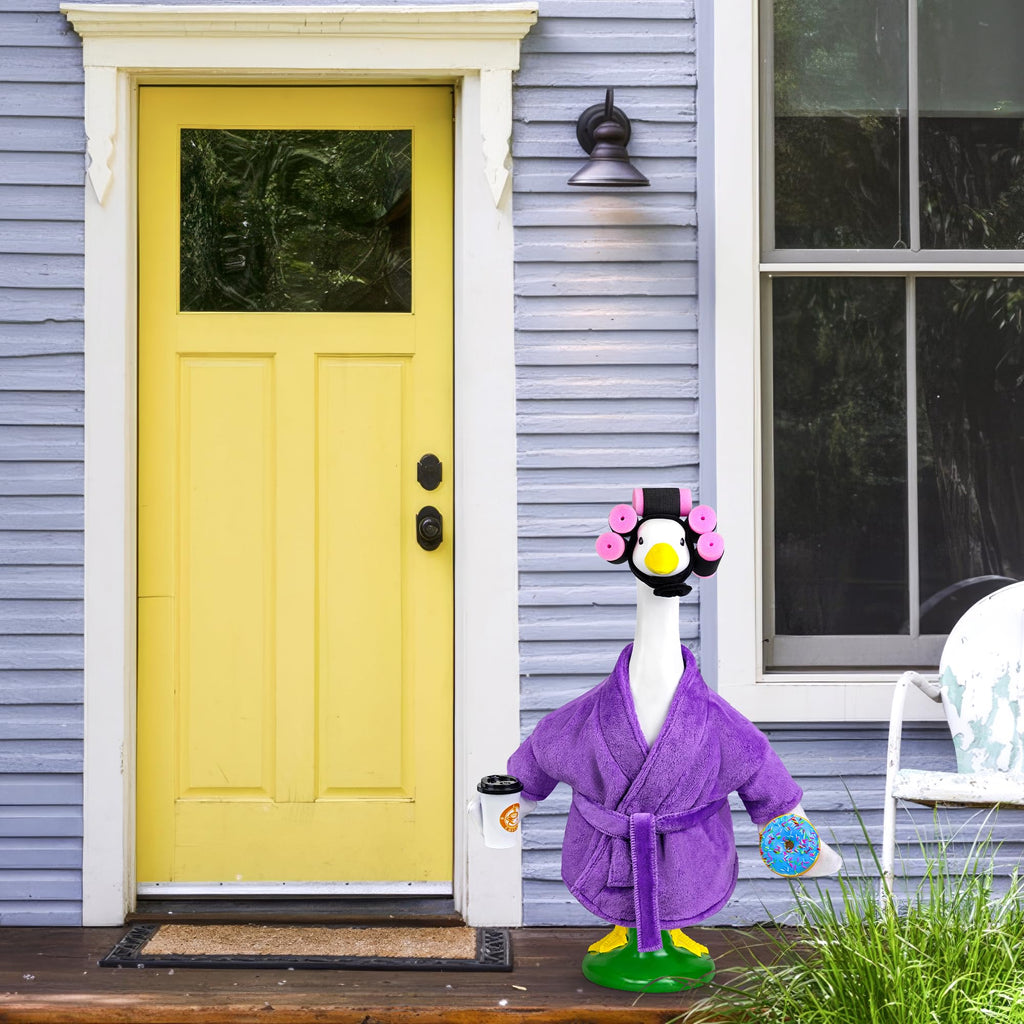 Ueyben Lady Porch Goose Outfits, Porch Goose Robe and Curlers Bathrobe