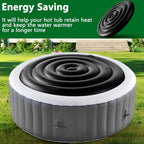 Tlswshsy 4.5 Ft Inflatable Hot Tub Cover- Energy Saving lid for Round Hot Tub- Foldable Protective Rain Overflow Cover for Outdoor Inflatable Hot Tubs (Black)
